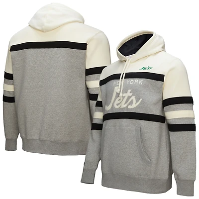 Sweat à capuche logo vintage pour homme Mitchell & Ness Heather Grey New York Jets Head Coach