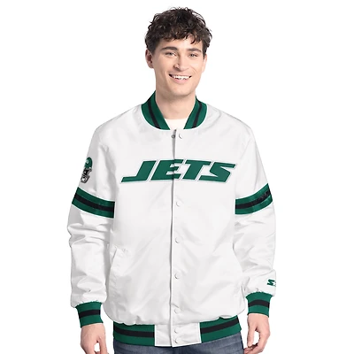Veste universitaire à boutons-pression Starter White New York Jets Scout pour homme