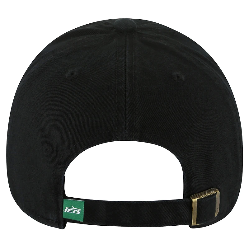 Men's '47 Black New York Jets Clean Up Team Script Adjustable Hat