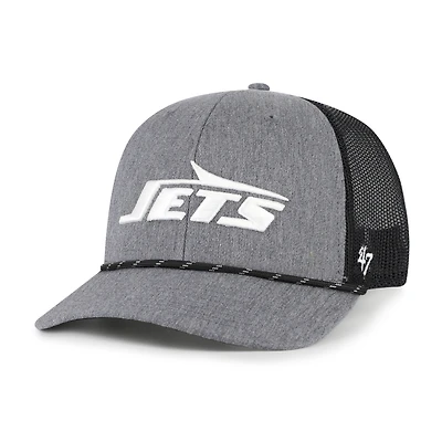 Men's '47 Heather Charcoal New York Jets Carbon Rope Trucker Adjustable Hat