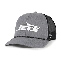 Men's '47 Heather Charcoal New York Jets Carbon Rope Trucker Adjustable Hat