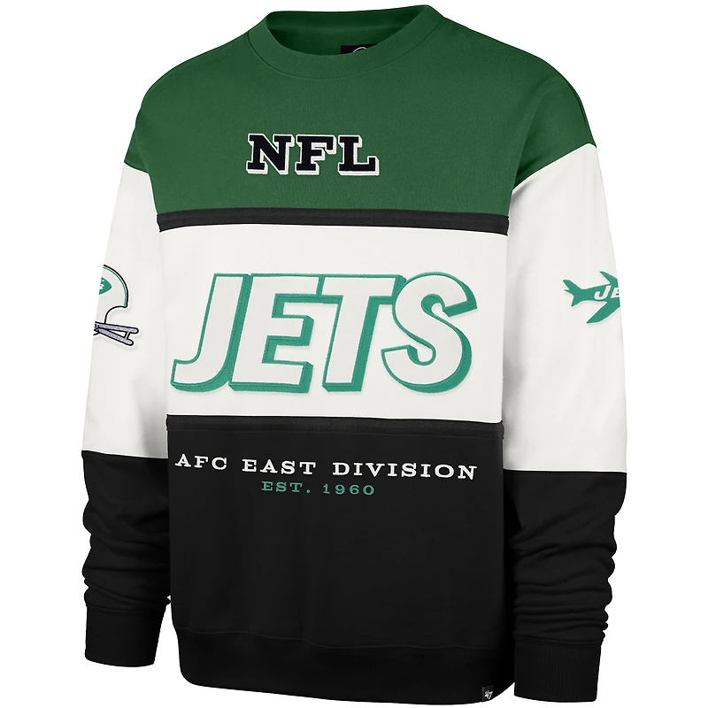 Men's '47  Kelly Green/Black New York Jets Throwback Breeze Maximalist Sweatshirt