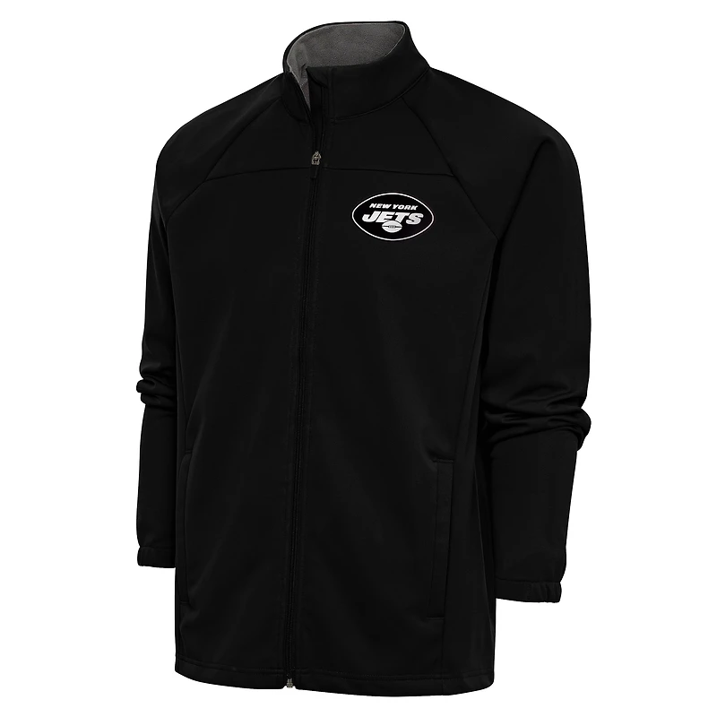 Veste de golf zippée intégrale Antigua Black New York Jets pour homme avec logo métallique