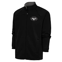 Veste de golf zippée intégrale Antigua Black New York Jets pour homme avec logo métallique