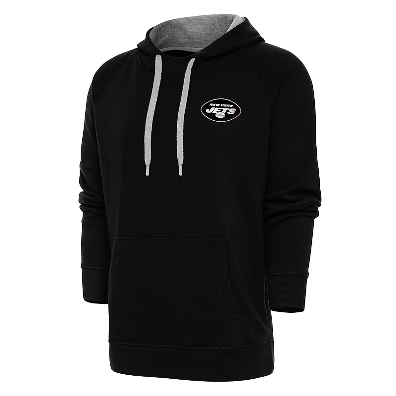 Sweat à capuche noir Antigua pour homme avec logo métallique Victory des New York Jets