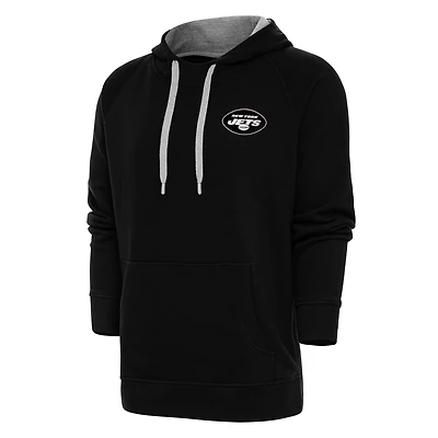 Sweat à capuche noir Antigua pour homme avec logo métallique Victory des New York Jets