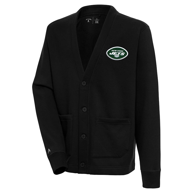 Cardigan boutonné Victory noir Antigua pour homme des New York Jets