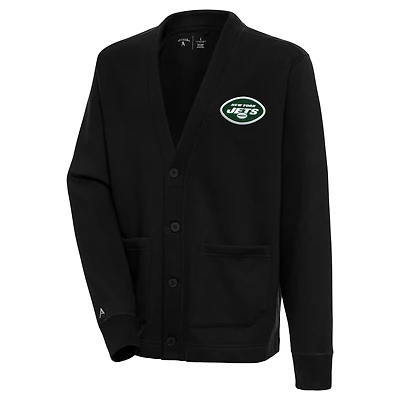Cardigan boutonné Victory noir Antigua pour homme des New York Jets