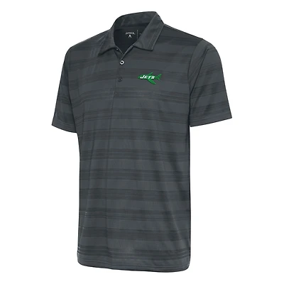 Men's Antigua Charcoal New York Jets Team Logo Throwback Compass Polo