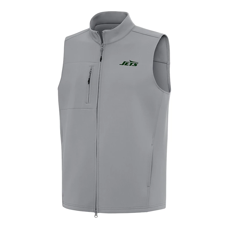Men's Antigua Gray New York Jets Demand Full-Zip Vest