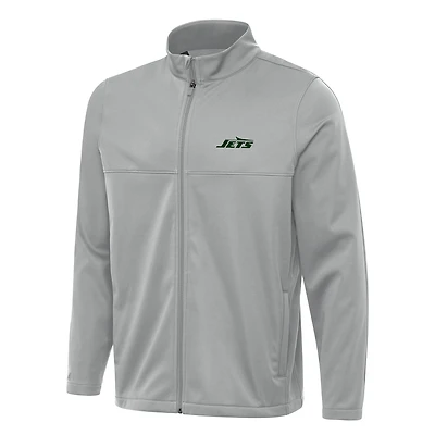Men's Antigua Gray New York Jets  Links 2 Full-Zip Golf Jacket