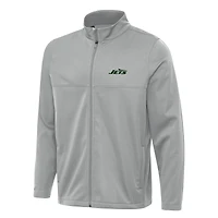 Men's Antigua Gray New York Jets  Links 2 Full-Zip Golf Jacket