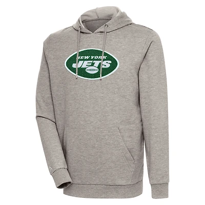 Sweat à capuche en chenille Action Antigua Oatmeal New York Jets pour homme