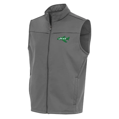 Gilet de golf zippé intégral pour homme avec logo l'équipe des New York Jets, Antigua Steel