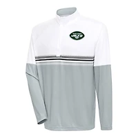 Men's Antigua White/Black New York Jets Bender Quarter-Zip Pullover Top
