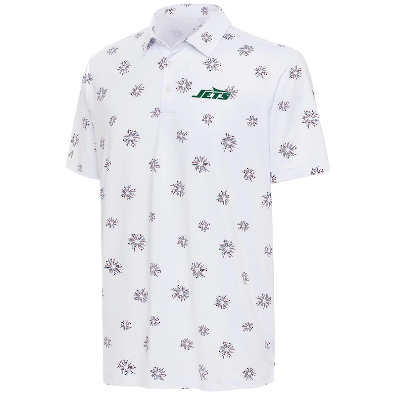 Polo blanc Antigua New York Jets Fireworks pour hommes