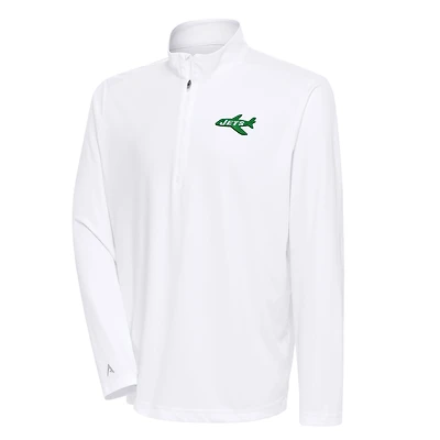 Pull-over blanc Antigua pour homme avec logo rétro des Jets de New York, à fermeture éclair quart tour
