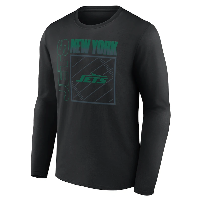 T-shirt à manches longues noir pour homme New York Jets, domicile, personnalisé avec nom et numéro
