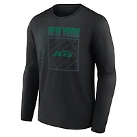 T-shirt à manches longues noir pour homme New York Jets, domicile, personnalisé avec nom et numéro