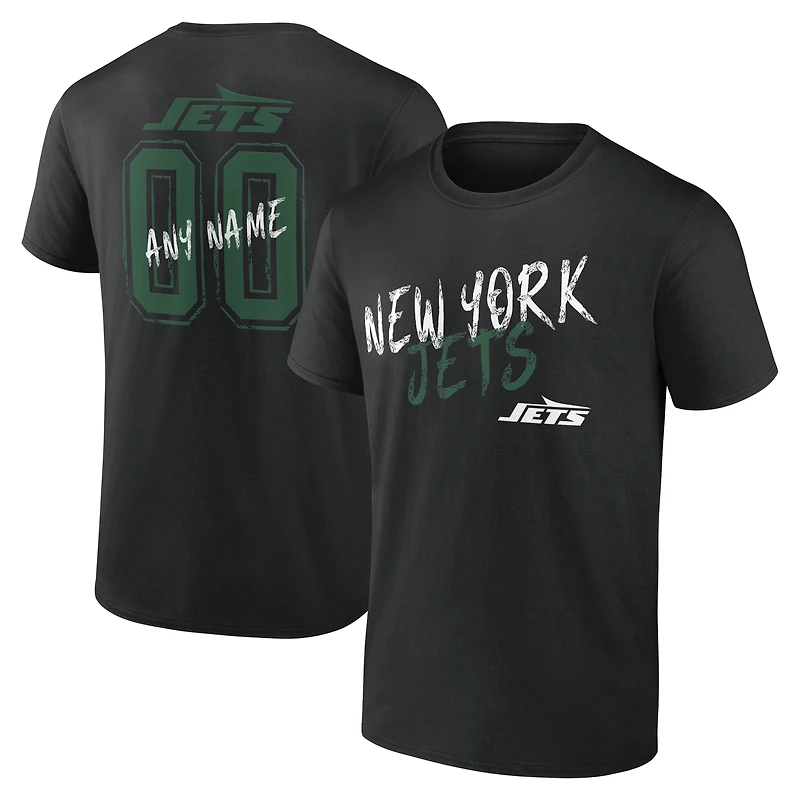 Men's  Black New York Jets Hustle Personalized Name & Number T-Shirt
