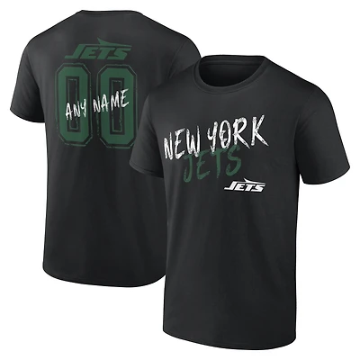 Men's  Black New York Jets Hustle Personalized Name & Number T-Shirt