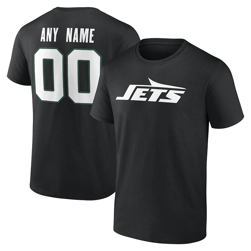 Men's Black New York Jets Team Authentic Personalized Name & Number T-Shirt
