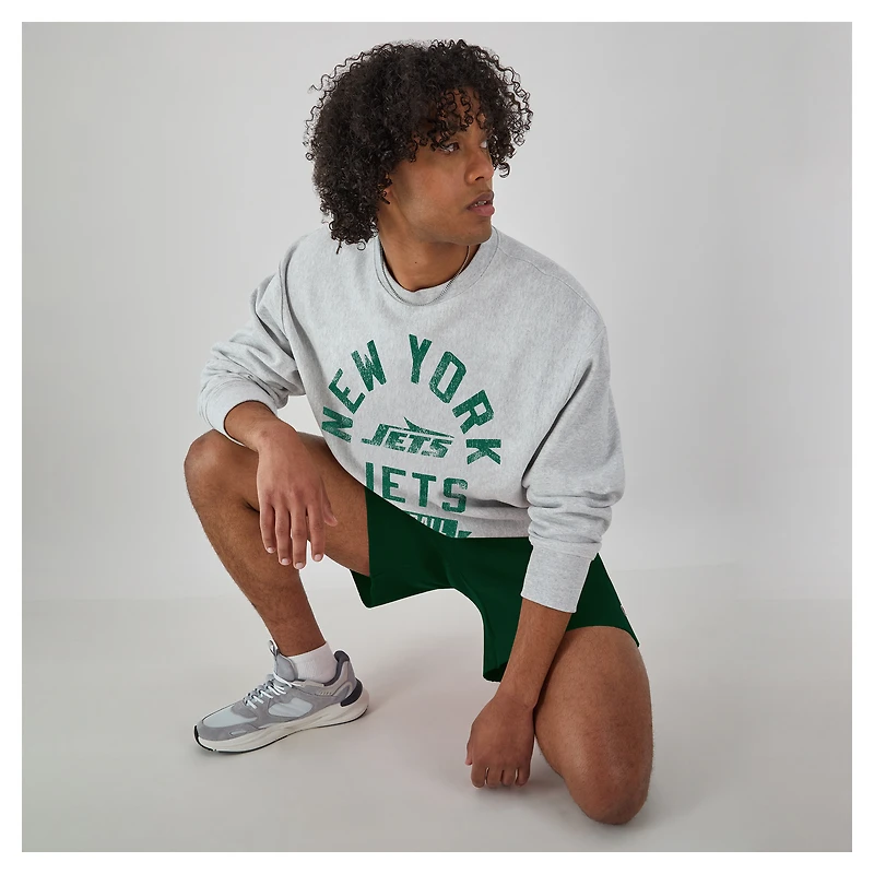 Men's Champion  Heather Gray New York Jets Reverse Weave Fleece Pullover Sweatshirt