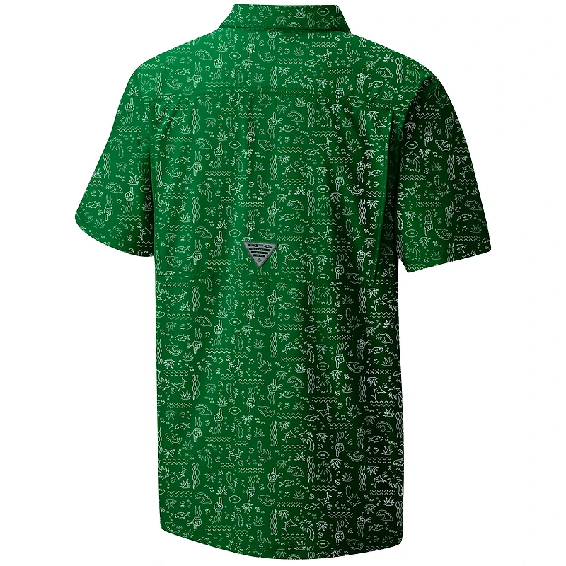 Men's Columbia PFG Green New York Jets Super Slack Tide Omni-Wick Button-Up Shirt