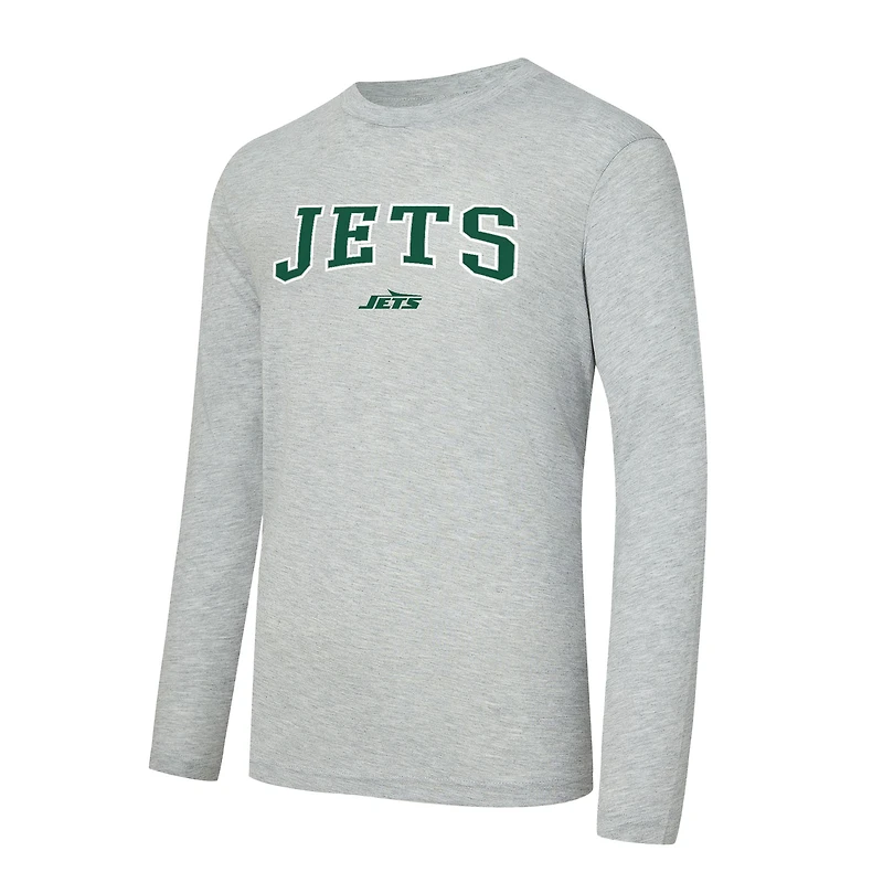 Men's Concepts Sport Green/Heather Gray New York Jets Regulate Long Sleeve T-Shirt and Plaid Pant Set