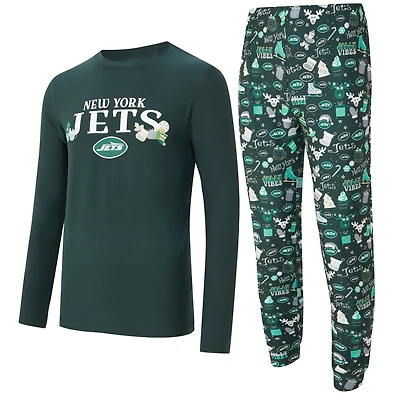 Ensemble haut à manches longues et pantalon marron New York Jets Sport Green pour homme