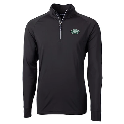 Men's Cutter & Buck Black New York Jets Adapt Eco Knit Quarter-Zip Pullover Jacket