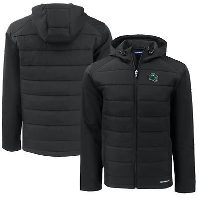 Men's Cutter & Buck  Black New York Jets Helmet Big Tall Evoke Hybrid Eco Softshell Recycled Full-Zip Jacket