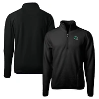 Men's Cutter & Buck  Black New York Jets Helmet Cascade Eco Sherpa Fleece Quarter-Zip Pullover Jacket