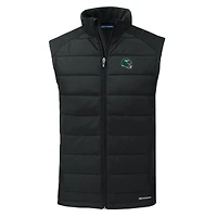 Men's Cutter & Buck Black New York Jets Helmet Evoke Hybrid Eco Softshell Recycled Full-Zip Vest