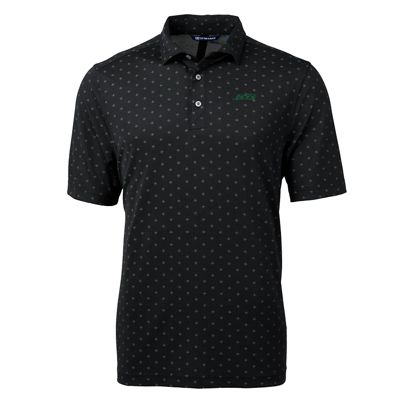 Polo recyclé à imprimé carreaux et logo principal Virtue Eco Pique pour homme, noir, Cutter & Buck, des New York Jets