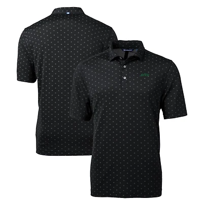 Polo recyclé à imprimé carreaux et logo principal Virtue Eco Pique pour homme, noir, Cutter & Buck, des New York Jets