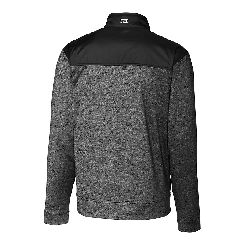 Men's Cutter & Buck Black New York Jets Throwback Logo Big Tall Stealth Hybrid Quilted Full-Zip Windbreaker Jacket