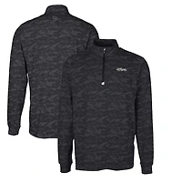 Men's Cutter & Buck Black New York Jets Throwback Logo Big Tall Traverse Camo Print Stretch Quarter-Zip Pullover Top