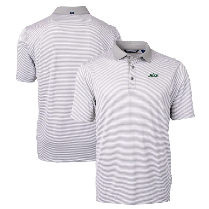 Polo recyclé à micro-rayures et logo principal Virtue Eco Pique pour homme, gris Cutter & Buck, des New York Jets