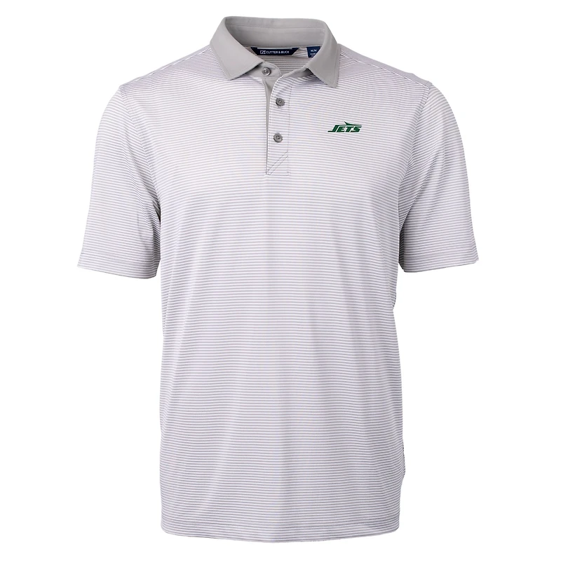 Polo recyclé à micro-rayures et logo principal Virtue Eco Pique pour homme, gris Cutter & Buck, des New York Jets