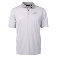 Polo recyclé à micro-rayures et logo principal Virtue Eco Pique pour homme, gris Cutter & Buck, des New York Jets