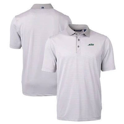 Polo recyclé à micro-rayures et logo principal Virtue Eco Pique pour homme, gris Cutter & Buck, des New York Jets