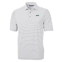 Polo recyclé à rayures et logo principal Virtue Eco Pique pour homme, gris Cutter & Buck, des New York Jets