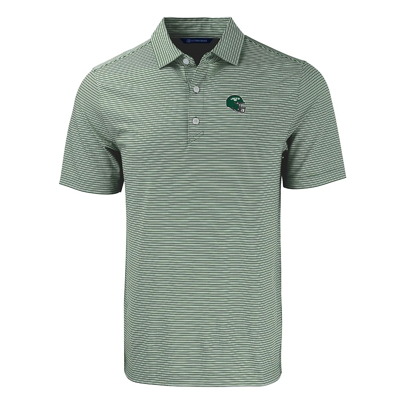 Polo recyclé extensible à double bande Forge Eco pour homme, vert/blanc, Cutter & Buck, New York Jets Helmet