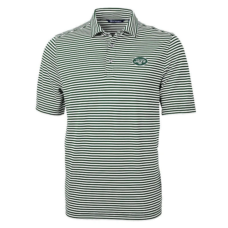 Polo recyclé à rayures écologiques Virtue Green New York Jets pour homme, Cutter & Buck