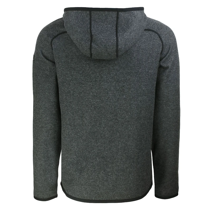 Men's Cutter & Buck  Heather Charcoal New York Jets Helmet Mainsail Sweater-Knit Full-Zip Hoodie