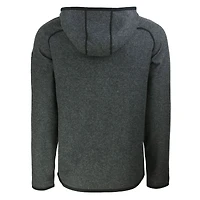 Men's Cutter & Buck  Heather Charcoal New York Jets Helmet Mainsail Sweater-Knit Full-Zip Hoodie