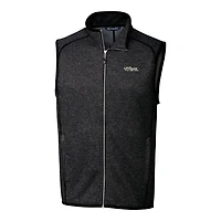Pull-over en tricot à fermeture éclair intégrale pour homme, couleur anthracite chiné, avec logo rétro des New York Jets, Cutter & Buck, grandes tailles