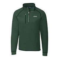 Men's Cutter & Buck Heather Green New York Jets Mainsail Sweater-Knit Big Tall Half-Zip Pullover Jacket