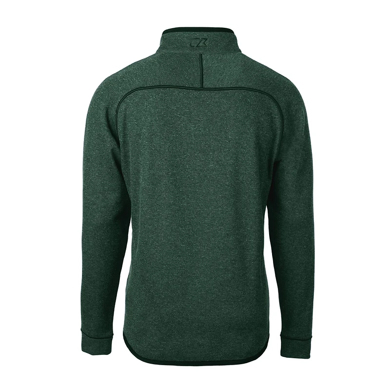 Men's Cutter & Buck Heather Green New York Jets Mainsail Sweater-Knit Big Tall Half-Zip Pullover Jacket